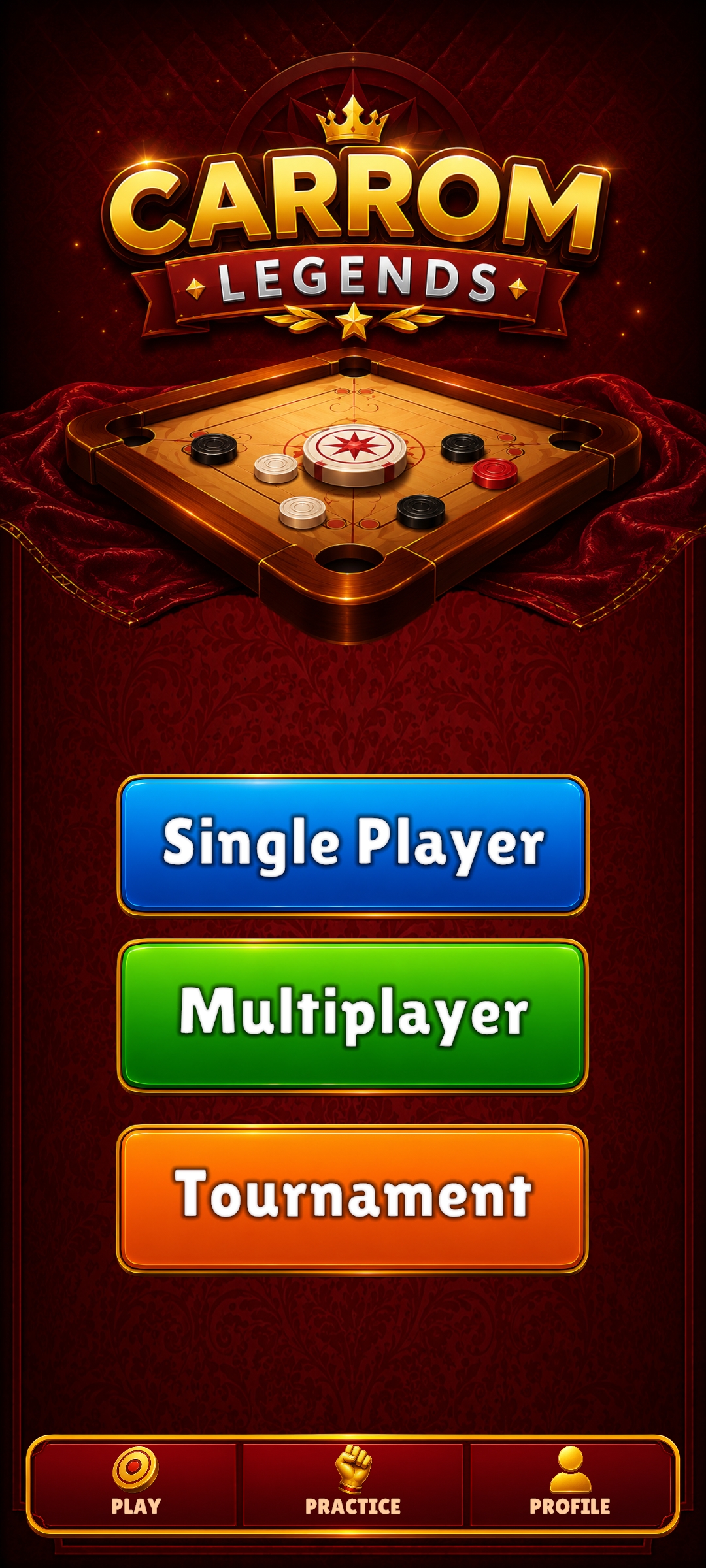 Showing the starting home screen of the game.