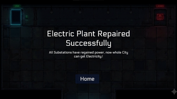 Game completion screen after successfully restoring the city's power